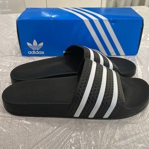 Adidas Originals Adilette Mens Slide Sandal, Black/White, Size 12, NWT